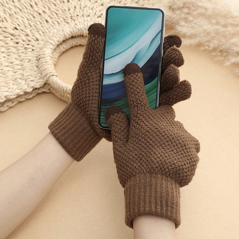 Wool Glove Lined - Męskie zimowe ciepłe rękawice dotykowe z